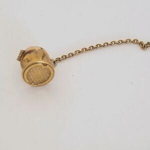 Mila Schon M Logo Tie Pin Clip Tack‎ Gold Tone Designer Round Minimalist Retro